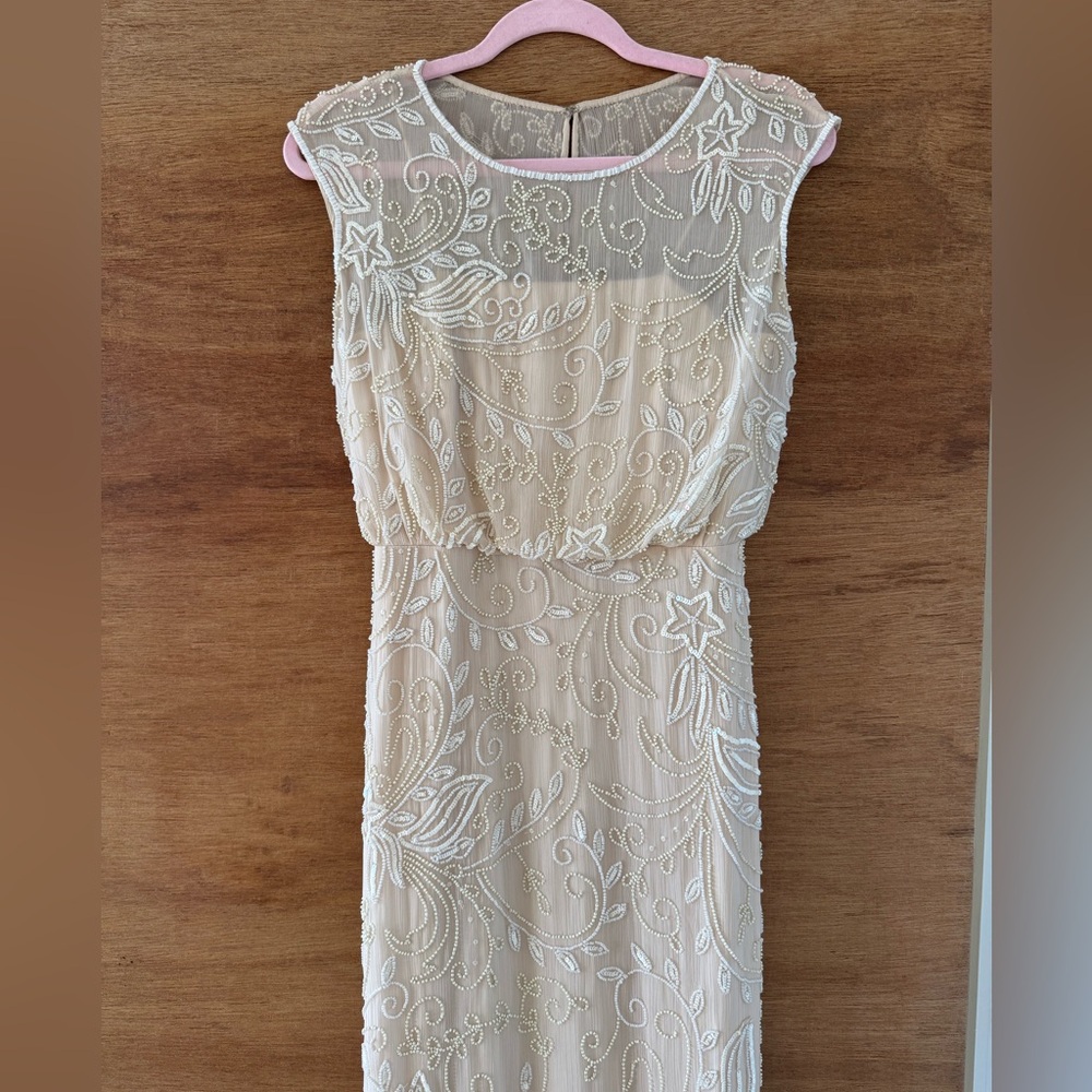 New Adrianna Papell Cream Bride or Bridesmaid Wedding Embroidered Midi Dress